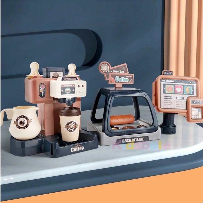 Set Machine à Café pour Enfants – Jouet Cuisine avec Gâteaux, Pain, Boissons & Caisse | Jeu d’Imitation Complet