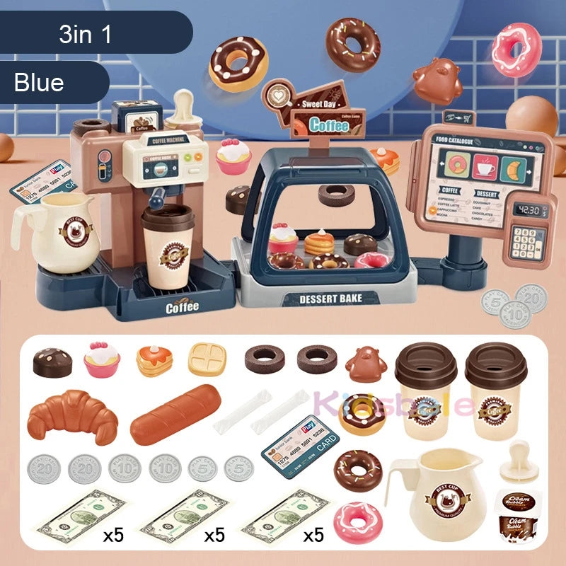 Set Machine à Café pour Enfants – Jouet Cuisine avec Gâteaux, Pain, Boissons & Caisse | Jeu d’Imitation Complet