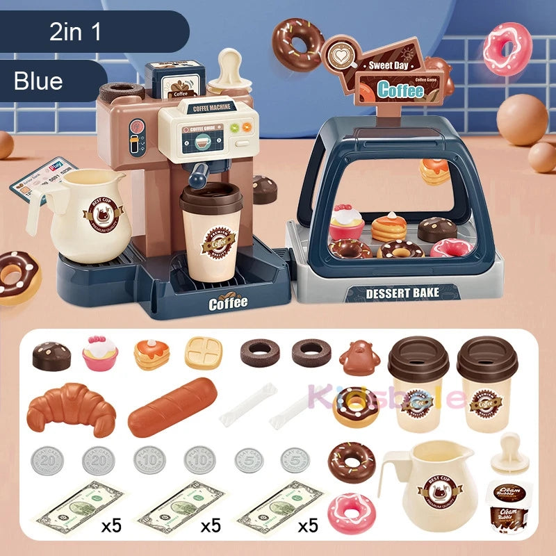 Set Machine à Café pour Enfants – Jouet Cuisine avec Gâteaux, Pain, Boissons & Caisse | Jeu d’Imitation Complet
