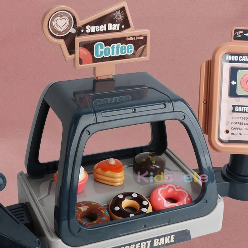 Set Machine à Café pour Enfants – Jouet Cuisine avec Gâteaux, Pain, Boissons & Caisse | Jeu d’Imitation Complet