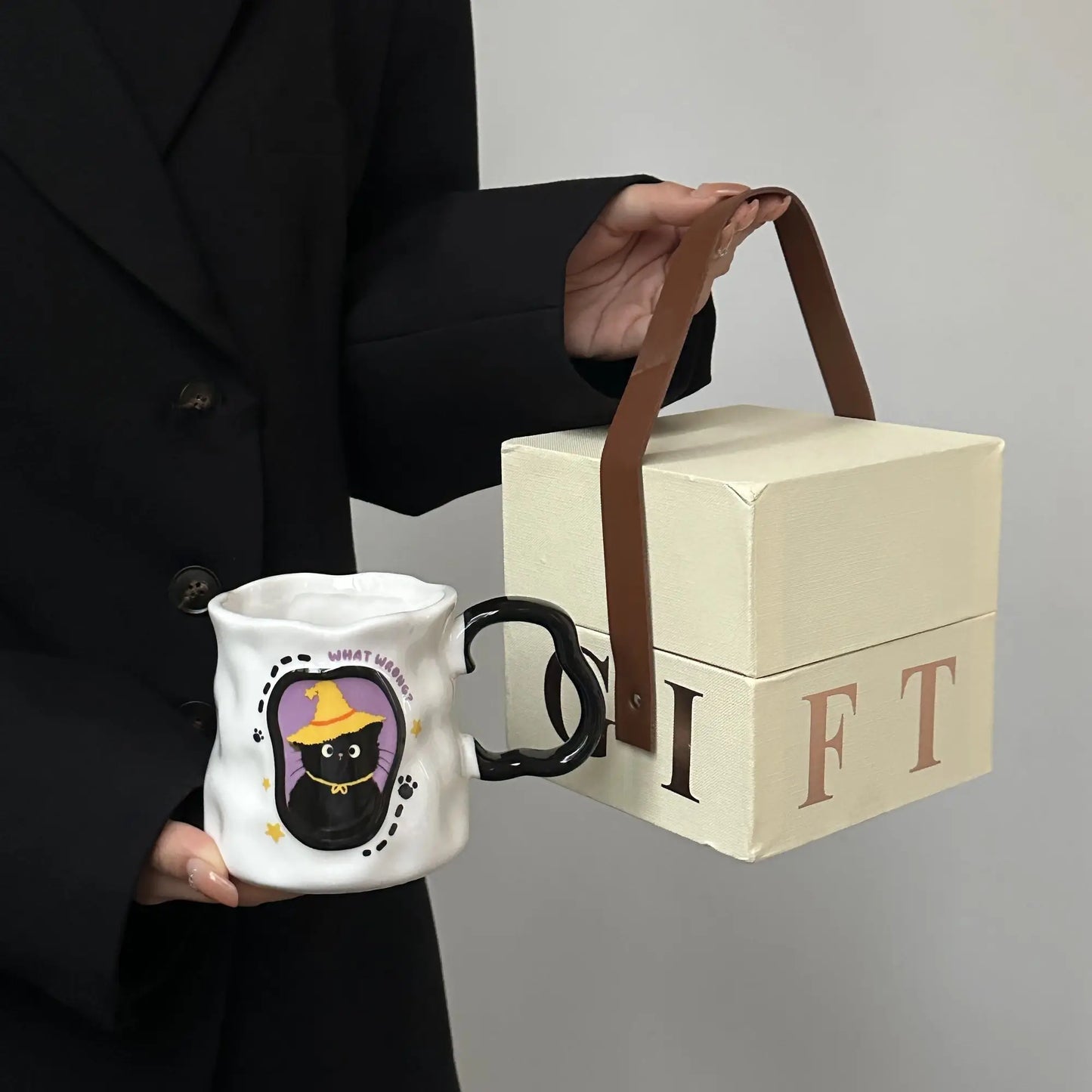 Mug Chat en Céramique – Cadeau Original & Mignon avec Cuillère | Édition Anniversaire