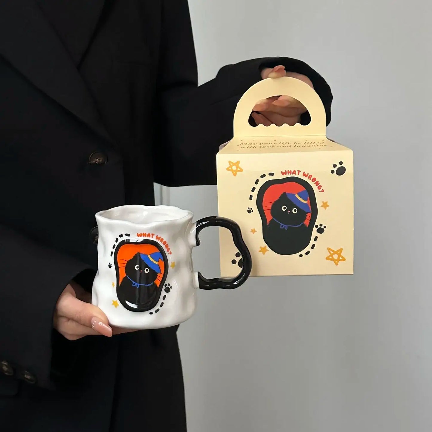 Mug Chat en Céramique – Cadeau Original & Mignon avec Cuillère | Édition Anniversaire