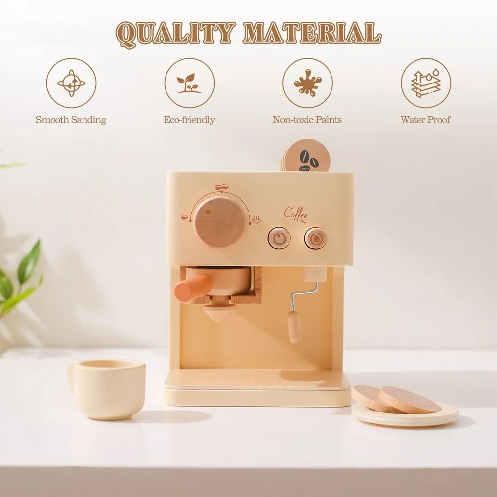 Machine à Café en Bois pour Enfants – Jouet Montessori Cuisine | Jeu d’Imitation & Éveil Éducatif