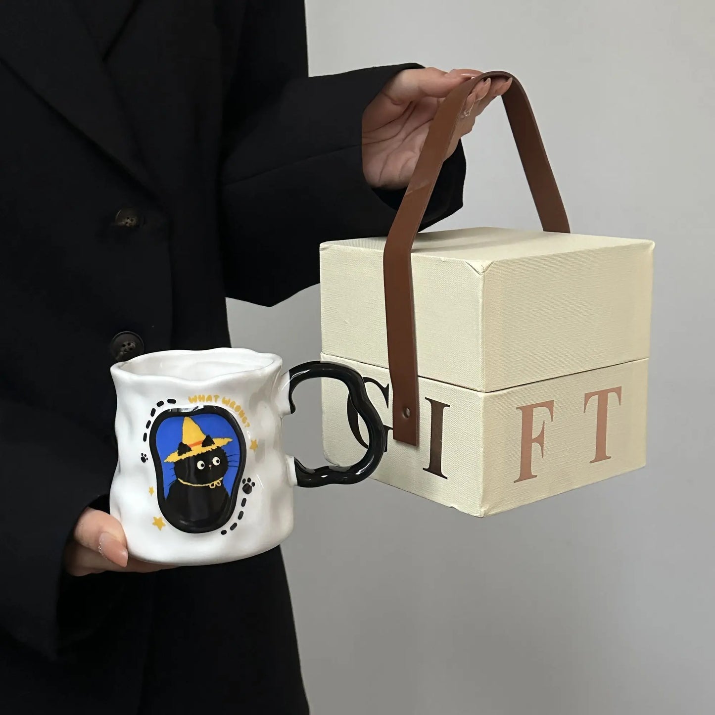 Mug Chat en Céramique – Cadeau Original & Mignon avec Cuillère | Édition Anniversaire