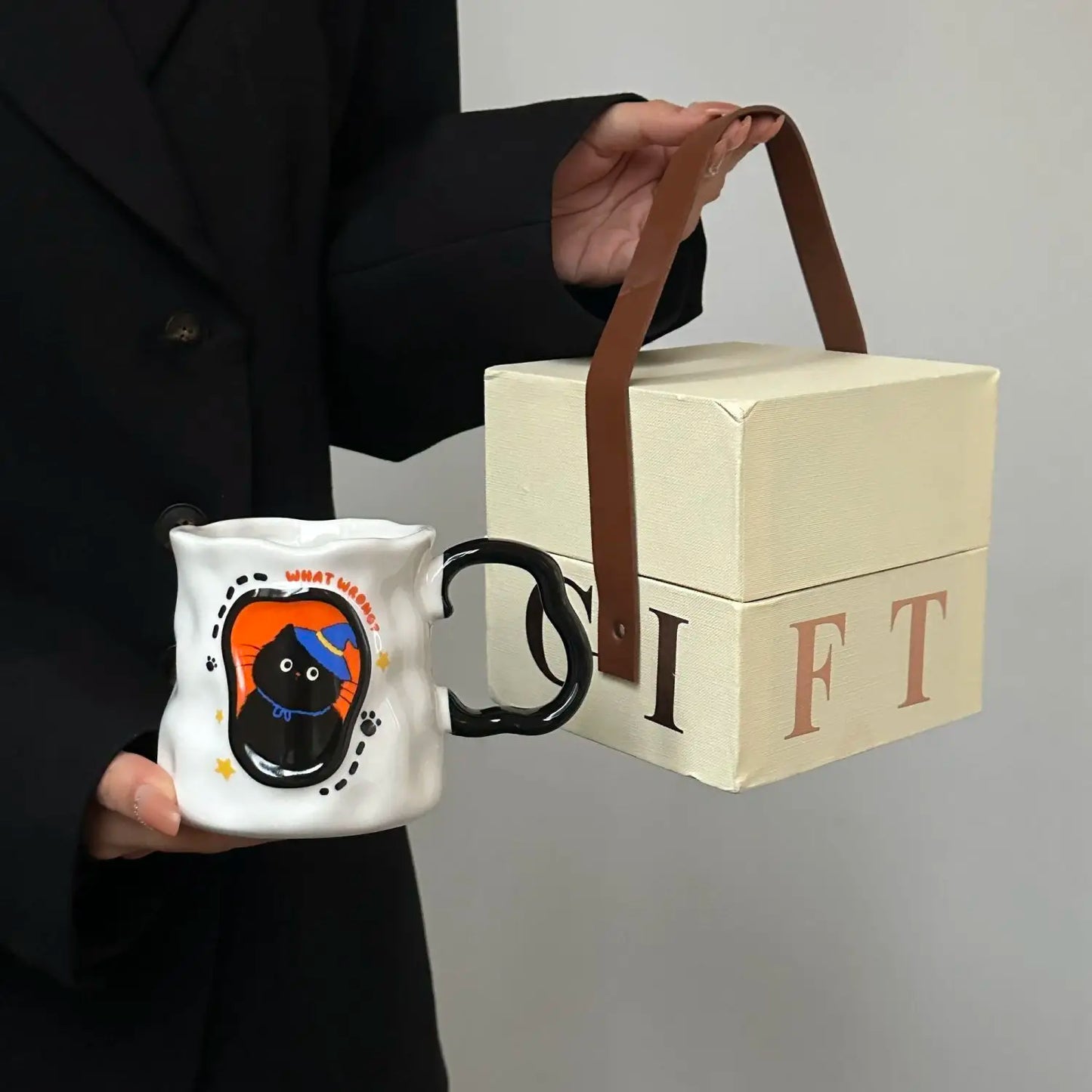 Mug Chat en Céramique – Cadeau Original & Mignon avec Cuillère | Édition Anniversaire