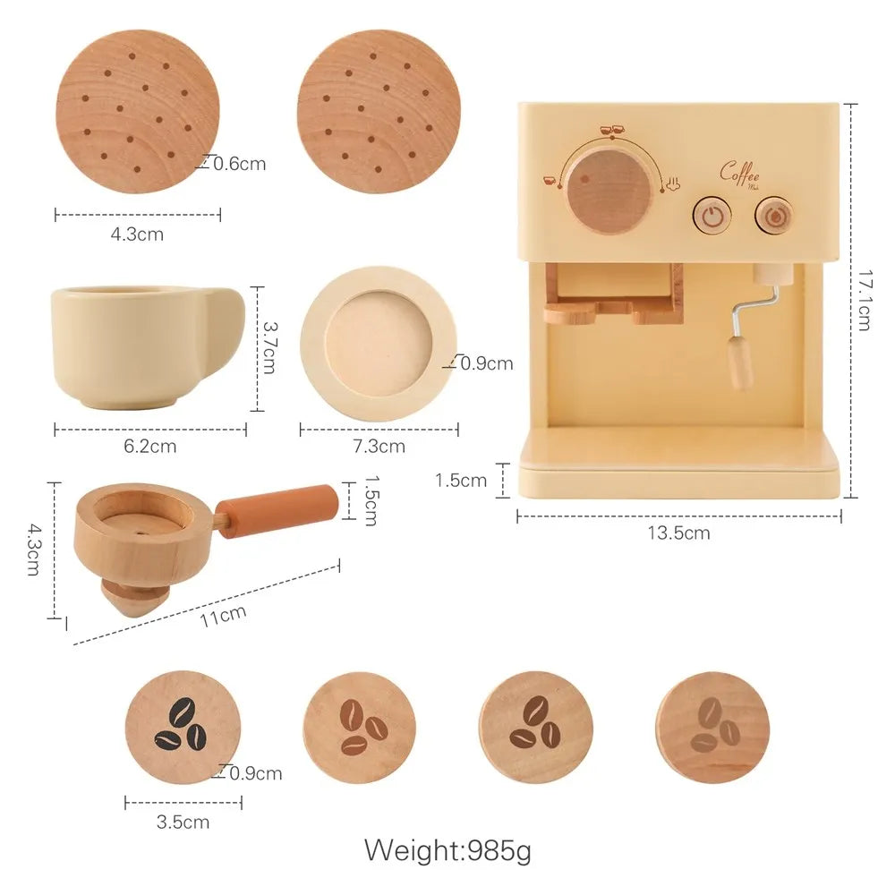 Machine à Café en Bois pour Enfants – Jouet Montessori Cuisine | Jeu d’Imitation & Éveil Éducatif