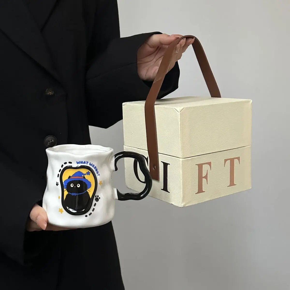 Mug Chat en Céramique – Cadeau Original & Mignon avec Cuillère | Édition Anniversaire