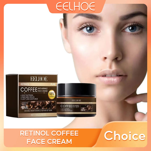 Crème Visage Café & Rétinol EELHOE – Hydratante, Réparatrice & Éclat du Teint (50g)