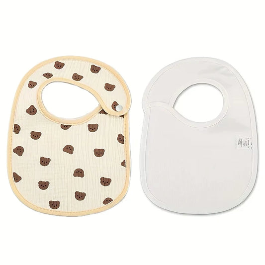 Bavoirs Bébé en Coton – Lot de 2 | Doux, Imperméables et Adorables