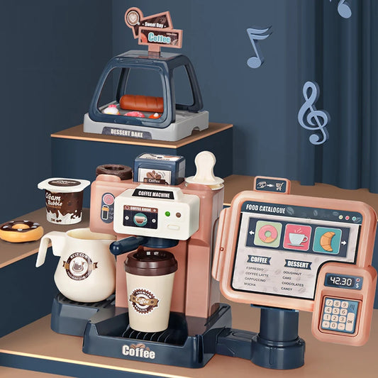 Set Machine à Café pour Enfants – Jouet Cuisine avec Gâteaux, Pain, Boissons & Caisse | Jeu d’Imitation Complet