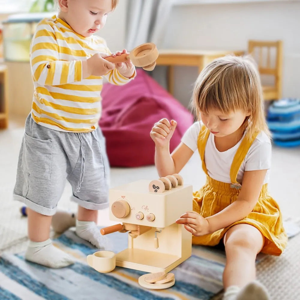 Machine à Café en Bois pour Enfants – Jouet Montessori Cuisine | Jeu d’Imitation & Éveil Éducatif